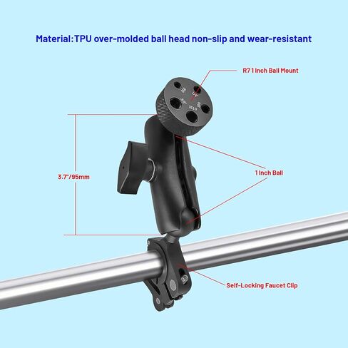 Aluminum Alloy Ball Mount Adapter Rear-View Clamp 60mm Double Socket Arm with 1 Inch Ball Adapters Bracket Accessory Compatible with Ram Mounts Ball Socket Arms (H-L601210) in Saudi Arabia