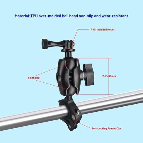 Aluminum Alloy Ball Mount Adapter Rear-View Clamp 60mm Double Socket Arm with 1 Inch Ball Adapters Bracket Accessory Compatible with Ram Mounts Ball Socket Arms (H-L601210) in Saudi Arabia