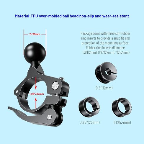 Aluminum Alloy Ball Mount Adapter Rear-View Clamp 60mm Double Socket Arm with 1 Inch Ball Adapters Bracket Accessory Compatible with Ram Mounts Ball Socket Arms (H-L601210) in Saudi Arabia