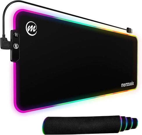 لوحة ماوس LED RGB للألعاب مع 16 وضع إضاءة رائع، لوحة ماوس USB كبيرة للكمبيوتر المكتبي/لوحة المفاتيح، مقاومة للماء، مقاومة للبقع، قاعدة مضادة للانزلاق، حواف Seiko، 31.5×11.8 بوصة، لوحة ماوس سوداء in Kuwait