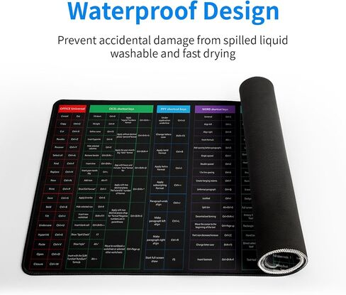 Excel Shortcut Gaming Mouse Pad 31.5x11.8 Inch Large Black Long Extended Pads Big Mousepad Large Non-Slip Rubber Base Waterproof Big Keyboard Mat with Stitched Edges for PC Computer Laptop and Office in Saudi Arabia