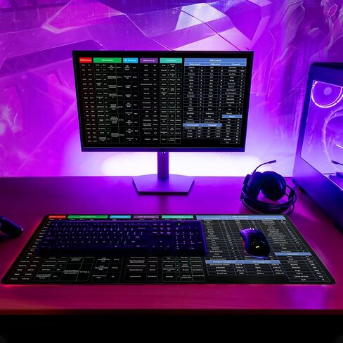 Excel Shortcut Gaming Mouse Pad 31.5x11.8 Inch Large Black Long Extended Pads Big Mousepad Large Non-Slip Rubber Base Waterproof Big Keyboard Mat with Stitched Edges for PC Computer Laptop and Office in Saudi Arabia