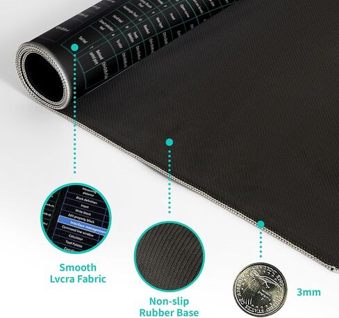 Excel Shortcut Gaming Mouse Pad 31.5x11.8 Inch Large Black Long Extended Pads Big Mousepad Large Non-Slip Rubber Base Waterproof Big Keyboard Mat with Stitched Edges for PC Computer Laptop and Office in Saudi Arabia
