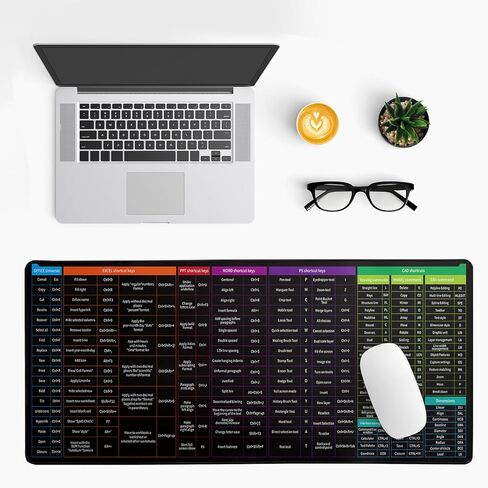 لوحة ماوس اختصار لوحة المفاتيح، لوحة مفاتيح كبيرة جدًا مضادة للانزلاق مع نمط اختصارات برامج المكتب، قاعدة مطاطية كبيرة غير قابلة للانزلاق، حصيرة لوحة مفاتيح كبيرة مع حواف مخيطة للمكتب (النمط C) in Kuwait