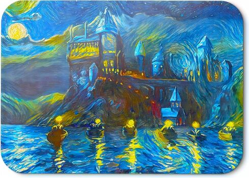 Starry Night Castle Night Boats المطاطية غير القابلة للانزلاق عمل فني تجريدي للمنزل والمكتب والكمبيوتر المحمول والكمبيوتر الشخصي ولوحة ماوس Mac - 8 × 9 بوصة in Saudi Arabia