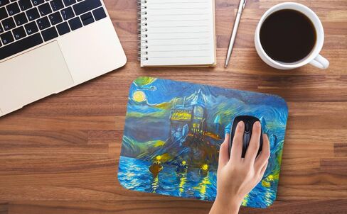 Starry Night Castle Night Boats المطاطية غير القابلة للانزلاق عمل فني تجريدي للمنزل والمكتب والكمبيوتر المحمول والكمبيوتر الشخصي ولوحة ماوس Mac - 8 × 9 بوصة in Saudi Arabia