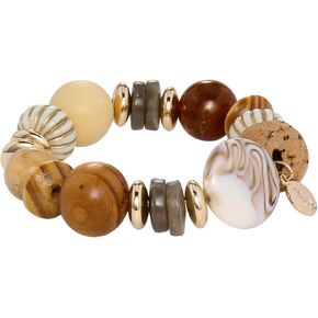 سوار متعدد الخرز من Coiris سوار خشبي من الأكريليك وخرز مكتنز قابل للتمدد هدية للنساء (BR-1215) in Kuwait