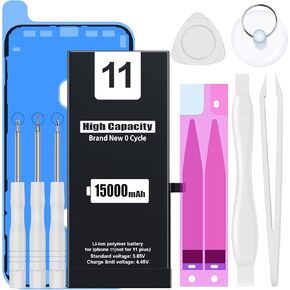 بطارية ZMNT (5500 مللي أمبير) لهاتف iPhone 6، (الموديل: A1586، A1589، A1549) بطارية بديلة ذات سعة عالية من البطاريات البديلة الأخرى مع مجموعة أدوات إصلاح كاملة وتعليمات.1 in Kuwait