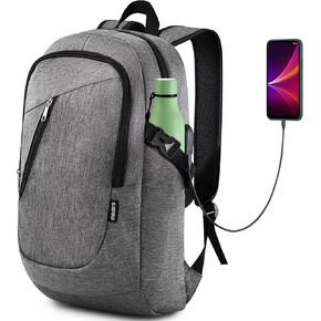 Masirs Laptop Travel Backpack - Adjustable Shoulder Straps, Zippered Compartments with Side Pockets for Water Bottle or Umbrella. Headset and USB Charging Port. Perfect for Business or Traveling.