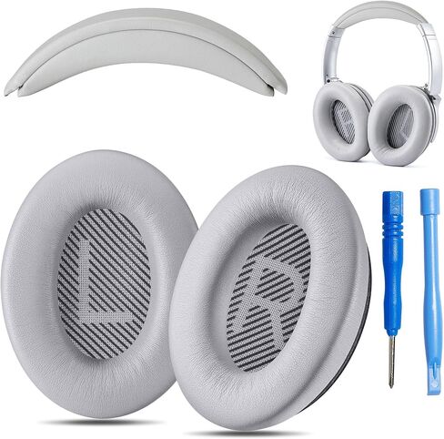 Replacement QC35 / QC35 ii earpads and QC35 Headband / QC35 ii Headband V3 pad Cushion Compatible with Bose QuietComfort 35 (QC35) and Bose QuietComfort 35 ii (QC35 ii) Headphones (Grey) in Saudi Arabia