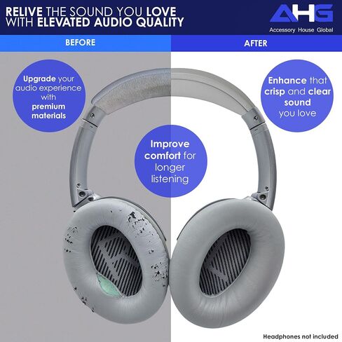 Replacement QC35 / QC35 ii earpads and QC35 Headband / QC35 ii Headband V3 pad Cushion Compatible with Bose QuietComfort 35 (QC35) and Bose QuietComfort 35 ii (QC35 ii) Headphones (Grey) in Saudi Arabia