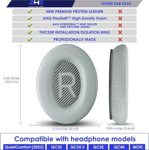 Replacement QC35 / QC35 ii earpads and QC35 Headband / QC35 ii Headband V3 pad Cushion Compatible with Bose QuietComfort 35 (QC35) and Bose QuietComfort 35 ii (QC35 ii) Headphones (Grey) in Saudi Arabia