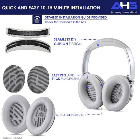Replacement QC35 / QC35 ii earpads and QC35 Headband / QC35 ii Headband V3 pad Cushion Compatible with Bose QuietComfort 35 (QC35) and Bose QuietComfort 35 ii (QC35 ii) Headphones (Grey) in Saudi Arabia