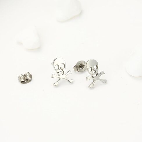 TGNEL Pure Titanium Earrings Bat Earrings Halloween Animal Stud Earrings Cool Trendy Party Hypoallergenic for Men Women Silver in Saudi Arabia