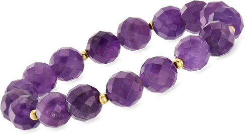Ross-Simons 110.00 ct. t.w. Amethyst Bead Stretch Bracelet With 14kt Yellow Gold. 7 inches in Saudi Arabia