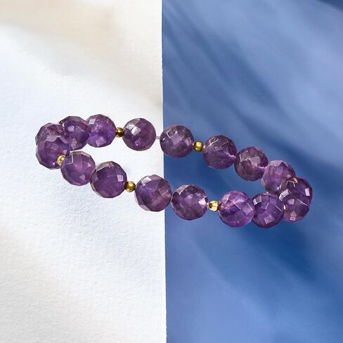 Ross-Simons 110.00 ct. t.w. Amethyst Bead Stretch Bracelet With 14kt Yellow Gold. 7 inches in Saudi Arabia