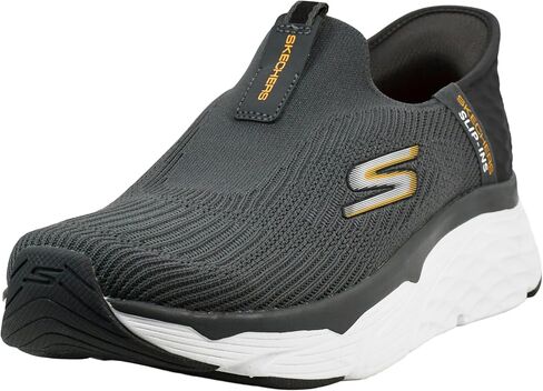 Skechers Men's Max Cushioning Slip-Ins-Athletic Slip-On Running Walking Shoes with Memory Foam Sneaker, Black/White, 12.5 in Saudi Arabia