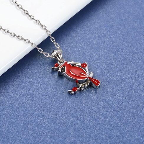 925 Sterling Silver Red Cardinal Necklace I am Always With You Memorial Pendant Jewelry Gift for Women in Saudi Arabia