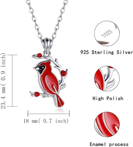 925 Sterling Silver Red Cardinal Necklace I am Always With You Memorial Pendant Jewelry Gift for Women in Saudi Arabia
