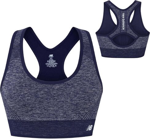 New Balance Women's Seamless MID Impact Heather Keyhole Sport Bra with Removable Pads, Vintage Indigo, Medium in Saudi Arabia