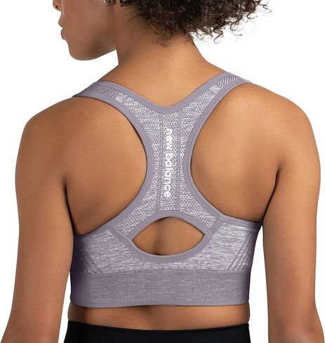 New Balance Women's Seamless MID Impact Heather Keyhole Sport Bra with Removable Pads, Vintage Indigo, Medium in Saudi Arabia