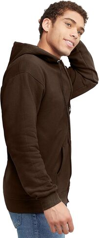 Hanes Ultimate Full-Zip Hoodie, Men's Hooded Fleece Sweatshirt with Zipper, Dark Chocolate in Saudi Arabia