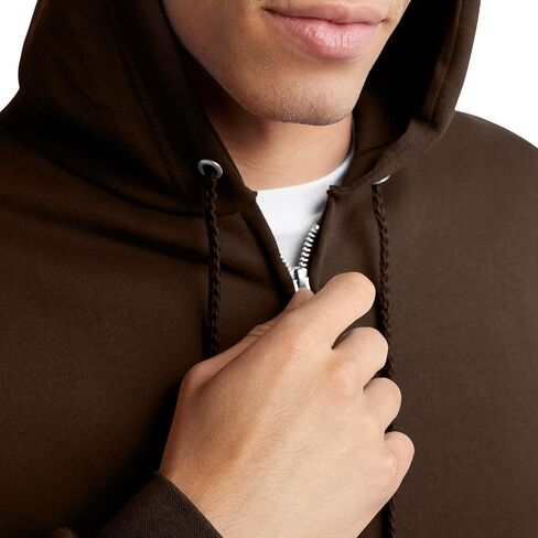 Hanes Ultimate Full-Zip Hoodie, Men's Hooded Fleece Sweatshirt with Zipper, Dark Chocolate in Saudi Arabia