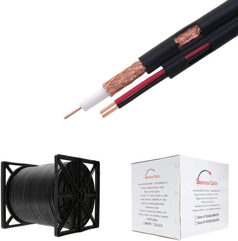 Cables Direct Online 250FT White Bulk Siamese RG59/U Cable, 20AWG + 18/2AWG, 95% Shielding, CCTV Video Wire in Saudi Arabia