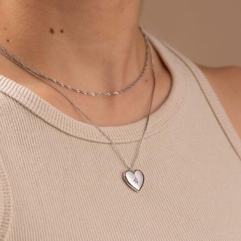 Wanderlust + Co Heart Gold Locket Chain Necklace - 14K Real Gold Plated Hypoallergenic Shower-safe Jewelry in Saudi Arabia