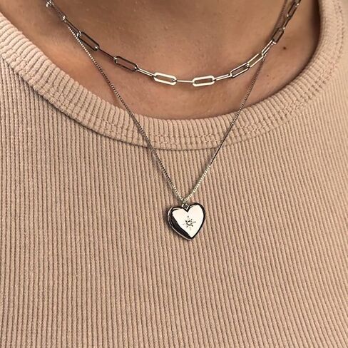 Wanderlust + Co Heart Gold Locket Chain Necklace - 14K Real Gold Plated Hypoallergenic Shower-safe Jewelry in Saudi Arabia