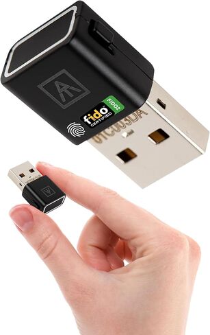 AUTHENTREND ATKey.Pro - مفتاح أمان معتمد من FIDO2، منافذ USB-C لمصادقة بصمات الأصابع، حماية الحسابات عبر الإنترنت: Windows، Linux، Mac OS، Google، Bank of America، Facebook، Twitter، Apple in Kuwait