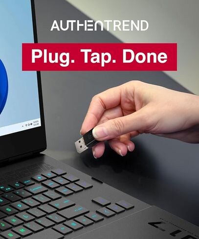 AUTHENTREND ATKey.Pro - مفتاح أمان معتمد من FIDO2، منافذ USB-C لمصادقة بصمات الأصابع، حماية الحسابات عبر الإنترنت: Windows، Linux، Mac OS، Google، Bank of America، Facebook، Twitter، Apple in Kuwait