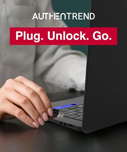 AUTHENTREND ATKey.Pro - مفتاح أمان معتمد من FIDO2، منافذ USB-C لمصادقة بصمات الأصابع، حماية الحسابات عبر الإنترنت: Windows، Linux، Mac OS، Google، Bank of America، Facebook، Twitter، Apple in Kuwait