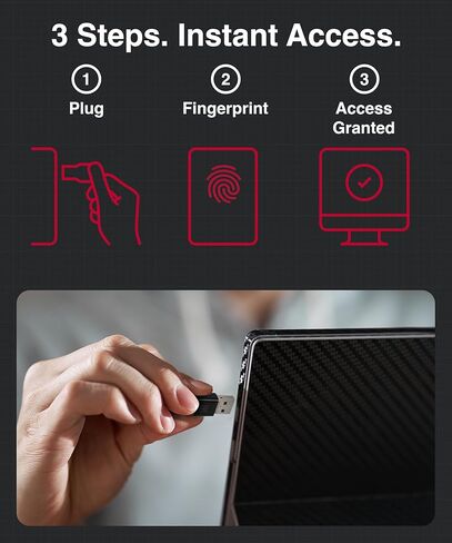 AUTHENTREND ATKey.Pro - مفتاح أمان معتمد من FIDO2، منافذ USB-C لمصادقة بصمات الأصابع، حماية الحسابات عبر الإنترنت: Windows، Linux، Mac OS، Google، Bank of America، Facebook، Twitter، Apple in Kuwait