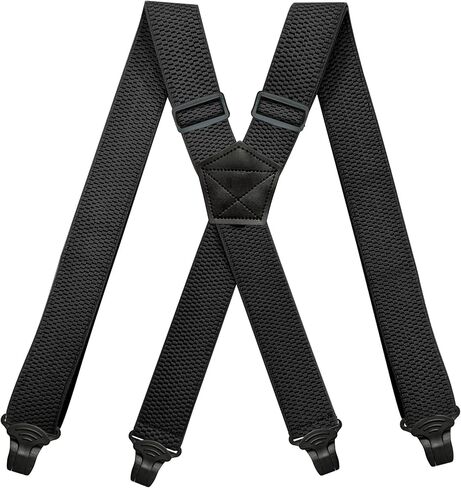 YXRIJDJ Black Men Suspenders 1.4 inch Wide X back Heavy Duty Adjustable Work Suspenders With Swivel Hooks in Saudi Arabia