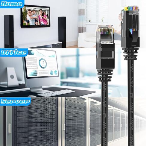 Cat6 Ethernet Cable 30 Feet, Cat 6 Patch Cable, Cat6 Internet Cable, UTP Network Cable, Indoor and Outdoor, 24AWG CCA, Compatible for PC, Laptop, Router, Switch, Server, with 25 Cable Ties - Black in Saudi Arabia