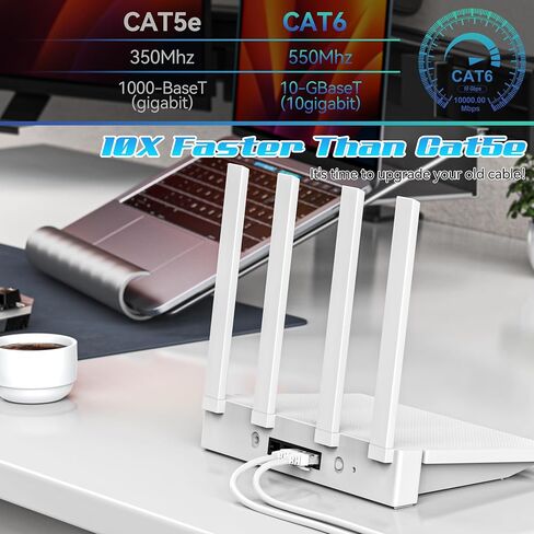 Cat6 Ethernet Cable 30 Feet, Cat 6 Patch Cable, Cat6 Internet Cable, UTP Network Cable, Indoor and Outdoor, 24AWG CCA, Compatible for PC, Laptop, Router, Switch, Server, with 25 Cable Ties - Black in Kuwait