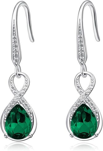 Dangle Drop Earrings 925 Sterling Silver Infinity Earrings Teardrop Crystal Leverback Earrings Birthstone Fine Jewelry Gifts for Women(December Crystal) in Saudi Arabia