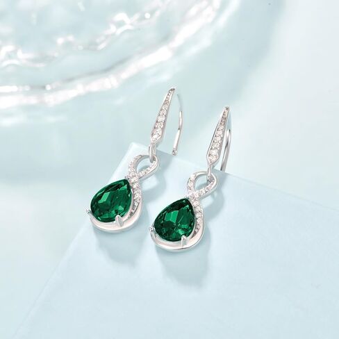 Dangle Drop Earrings 925 Sterling Silver Infinity Earrings Teardrop Crystal Leverback Earrings Birthstone Fine Jewelry Gifts for Women(December Crystal) in Saudi Arabia