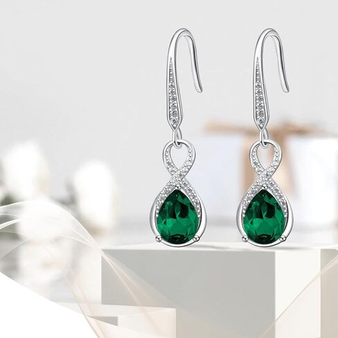 Dangle Drop Earrings 925 Sterling Silver Infinity Earrings Teardrop Crystal Leverback Earrings Birthstone Fine Jewelry Gifts for Women(December Crystal) in Saudi Arabia