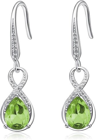 Dangle Drop Earrings 925 Sterling Silver Infinity Earrings Teardrop Crystal Leverback Earrings Birthstone Fine Jewelry Gifts for Women(December Crystal) in Saudi Arabia