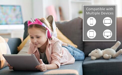 Unicorn Kids Headphones, Adjustable Headband, Stereo Sound, 3.5Mm Jack, Wired Headphones for Kids, Tangle-Free, Volume Control, Foldable, Childrens Headphones Over Ear for School Home, Travel Hassle in Saudi Arabia