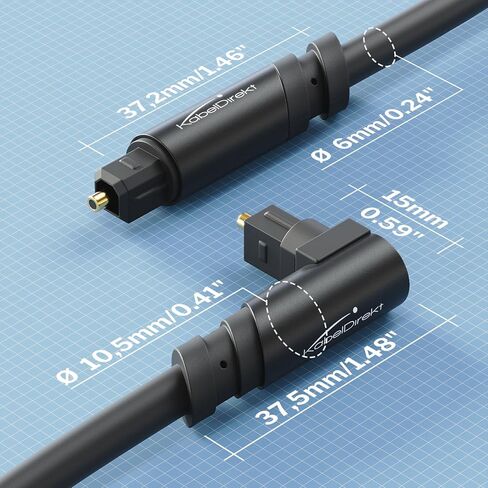 كابل TOSLINK، بزاوية 90 درجة مع فقدان إشارة بنسبة 0٪ - 5 أقدام - كابل ألياف ضوئية لمكبرات الصوت (TOSLINK إلى TOSLINK، كابل الصوت البصري، S/PDIF الرقمي، أجهزة ستريو/مكبرات الصوت/مكبرات الصوت، Xbox One/PS4) - CableDirect in Saudi Arabia