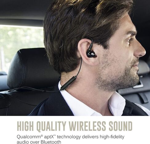 كابل محول MEE audio BTX2 Bluetooth MMCX اللاسلكي مع aptX وaptX زمن استجابة منخفض، ميكروفون وجهاز تحكم عن بعد، بلوتوث 5.0، مقاومة العرق IPX5، أسود (BTX2-BK) in Kuwait