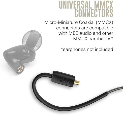 كابل محول MEE audio BTX2 Bluetooth MMCX اللاسلكي مع aptX وaptX زمن استجابة منخفض، ميكروفون وجهاز تحكم عن بعد، بلوتوث 5.0، مقاومة العرق IPX5، أسود (BTX2-BK) in Kuwait