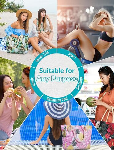 XL Canvas Waterproof Sandproof Utility Beach Tote Bag Cotton Rope With Zipper Packable Beachbag Gear Summer Swim Pool Family Cruise Essentials For Women Birthday Gift Pink Mandala Boho Bohemian in Kuwait