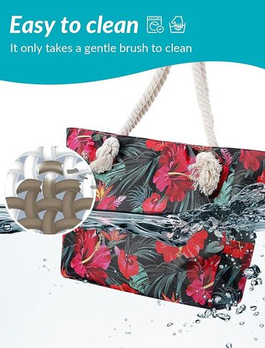 XL Canvas Waterproof Sandproof Utility Beach Tote Bag Cotton Rope With Zipper Packable Beachbag Gear Summer Swim Pool Family Cruise Essentials For Women Birthday Gift Pink Mandala Boho Bohemian in Kuwait