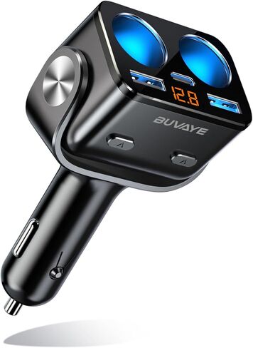 شاحن سيارة USB C، BUVAYE 2 مقبس ولاعة السجائر مع 12 فولت/24 فولت مزدوج PD30W وQC3.0 شحن سريع، محول ولاعة السجائر، مفتاح منفصل، شاشة عرض جهد LED للهاتف، نظام تحديد المواقع العالمي، كاميرا داش in Saudi Arabia