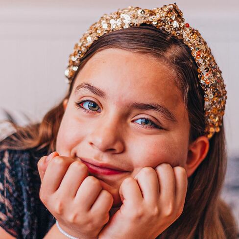 FROG SAC Sequin Knot Headband for Girls, Rainbow Knotted Hair Bands Accessories for Kids, Sparkly Iridescent Little Girl Headbands, Cute Sequined Hairbands for Tweens Back to School in Kuwait