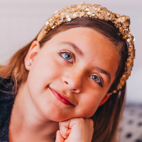 FROG SAC Sequin Knot Headband for Girls, Rainbow Knotted Hair Bands Accessories for Kids, Sparkly Iridescent Little Girl Headbands, Cute Sequined Hairbands for Tweens Back to School in Kuwait